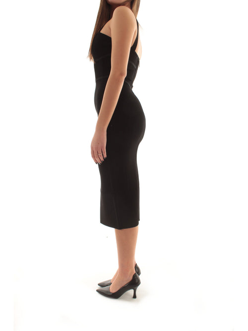 Patrizia Pepe abito midi in twill aderente in maglia jacquard da donna nero