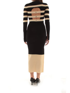 Patrizia Pepe abito mini in maglia bicolor da donna nero/ivory