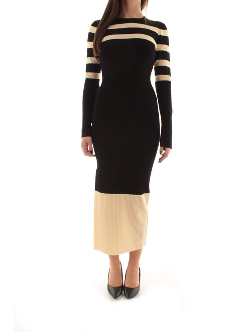 Patrizia Pepe abito mini in maglia bicolor da donna nero/ivory