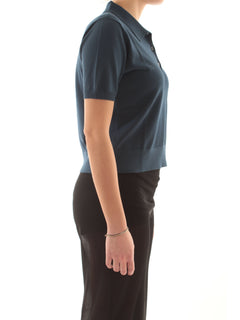 Patrizia pepe polo in maglia leggera da donna silver lagoon blue