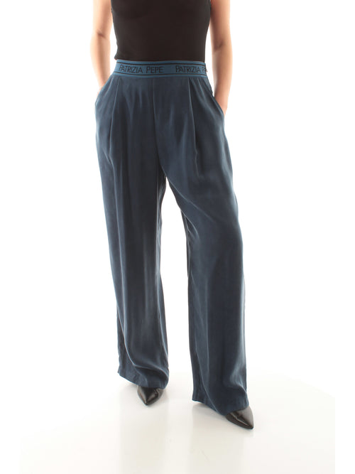 Patrizia Pepe pantaloni con vita elasticata da donna lagoon blue