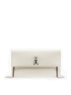 Patrizia Pepe Pochette Fly in pelle con catena da donna wooly white