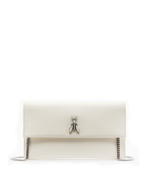 Patrizia Pepe Pochette Fly in pelle con catena da donna wooly white