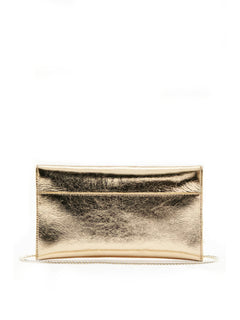Patrizia Pepe Pochette Fly in pelle con catena da donna solar gold