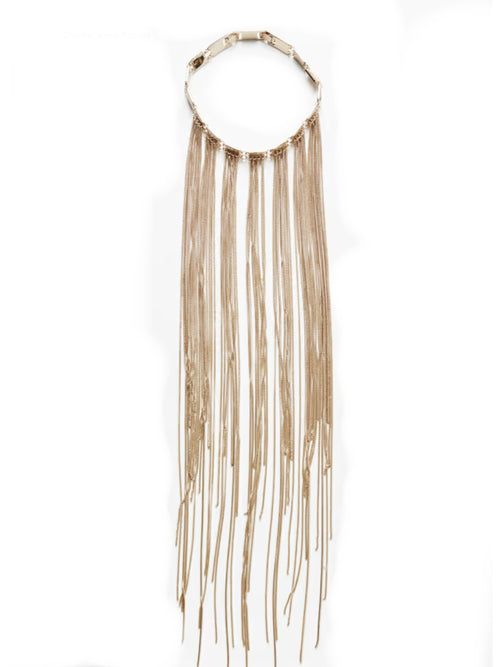 Patrizia pepe choker metal fringes da donna shiny gold