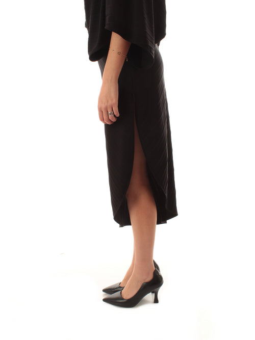 Twinset gonna a tubino in crêpe plissè da donna nero