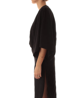 Twinset blusa in crêpe plissè da donna nero