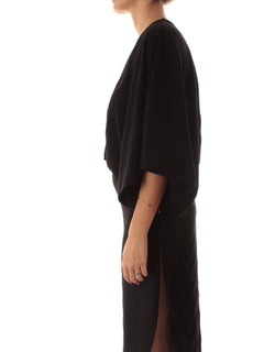 Twinset blusa in crêpe plissè da donna nero