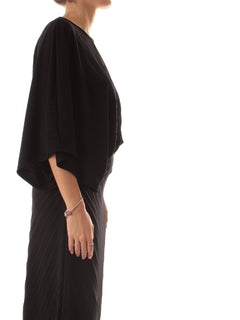 Twinset blusa in crêpe plissè da donna nero