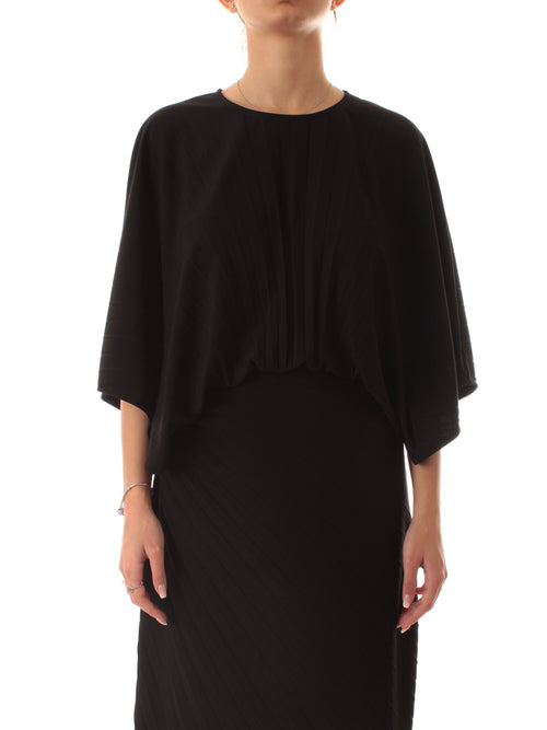 Twinset blusa in crêpe plissè da donna nero