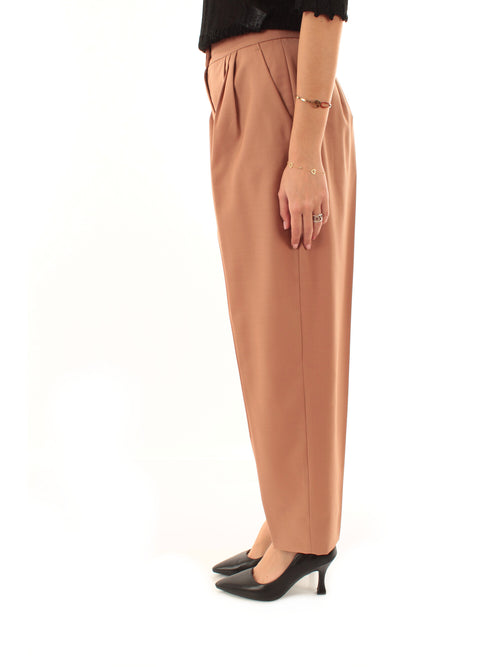 Twinset pantaloni cropped in fresco di lana da donna mocha mousse