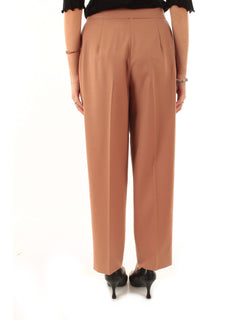 Twinset pantaloni cropped in fresco di lana da donna mocha mousse