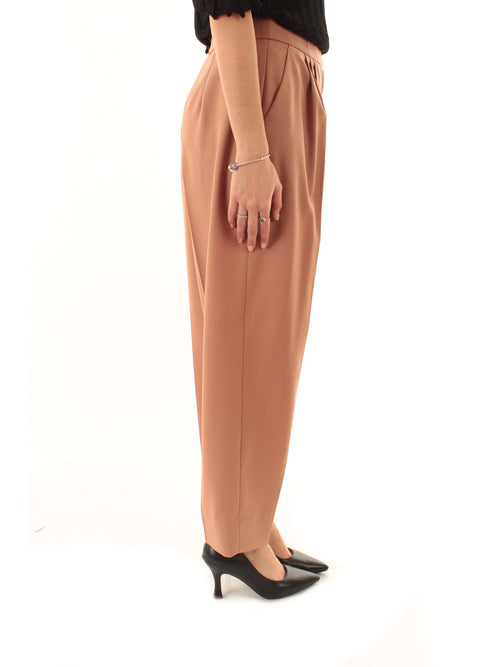Twinset pantaloni cropped in fresco di lana da donna mocha mousse