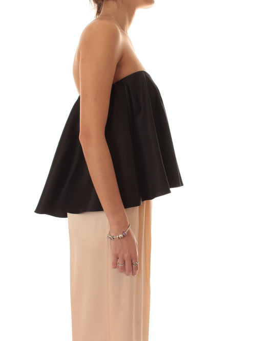 Twinset top bustier in raso nero da donna