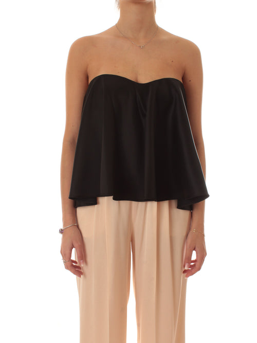 Twinset top bustier in raso nero da donna