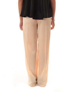 Twinset pantaloni ampi in raso beige parchment da donna