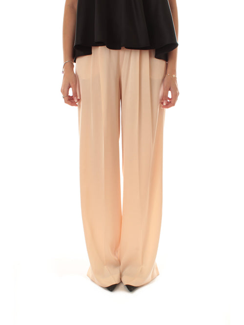 Twinset pantaloni ampi in raso beige parchment da donna