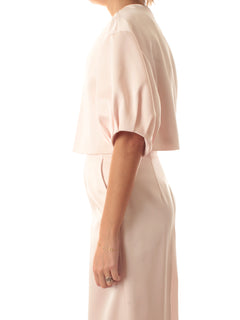 Twinset giacca cropped in duchesse da donna sabbia rosa