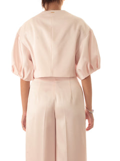 Twinset giacca cropped in duchesse da donna sabbia rosa