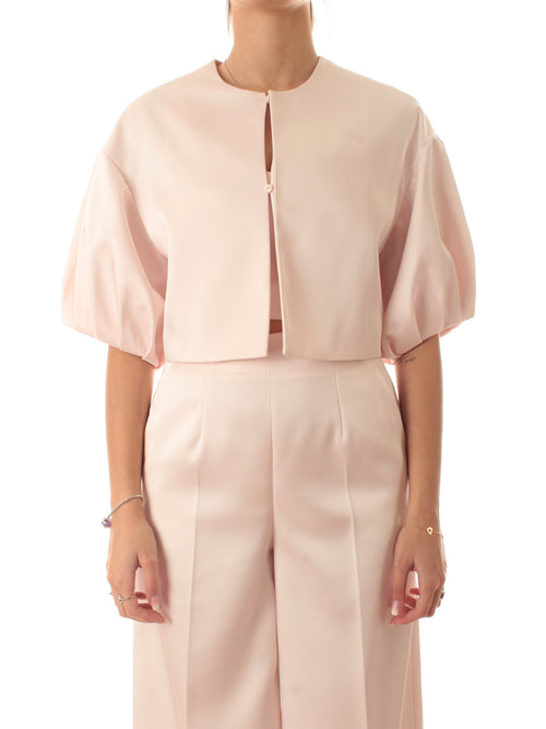 Twinset giacca cropped in duchesse da donna sabbia rosa