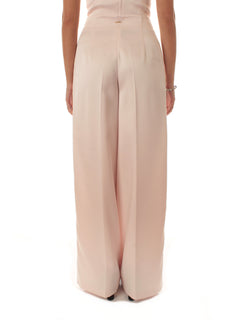 Twinset pantaloni a palazzo in duchesse da donna sabbia rosa