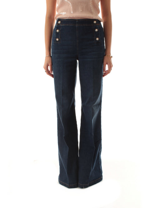 Twinset jeans wide leg da donna denim scuro