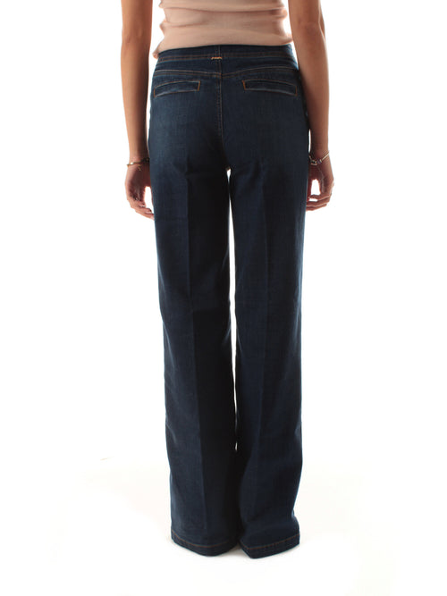 Twinset jeans wide leg da donna denim scuro