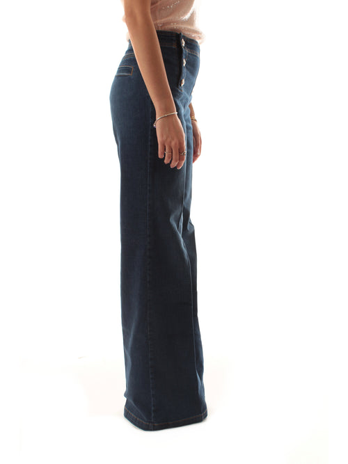 Twinset jeans wide leg da donna denim scuro