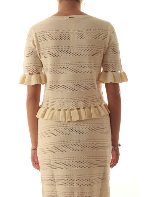 Twinset maglia con volant da donna madreperla
