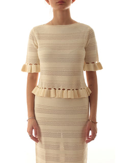 Twinset maglia con volant da donna madreperla