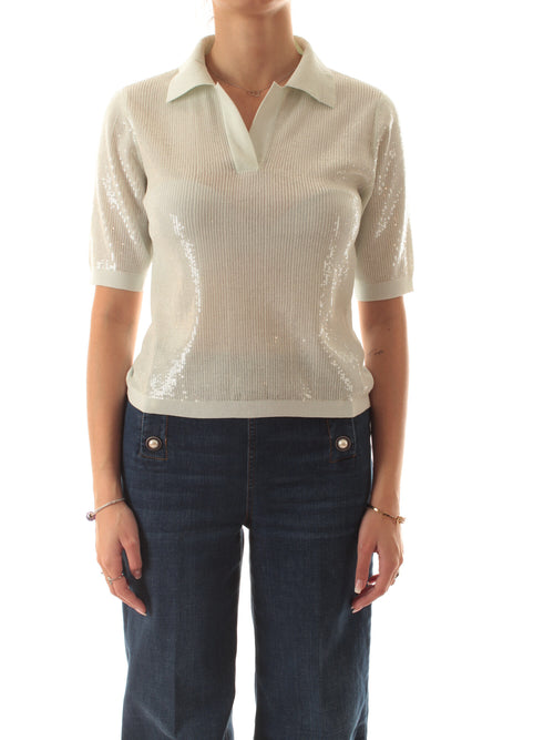 Twinset polo con paillettes da donna aqua