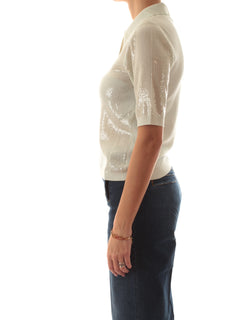 Twinset polo con paillettes da donna aqua