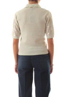 Twinset polo con paillettes da donna aqua