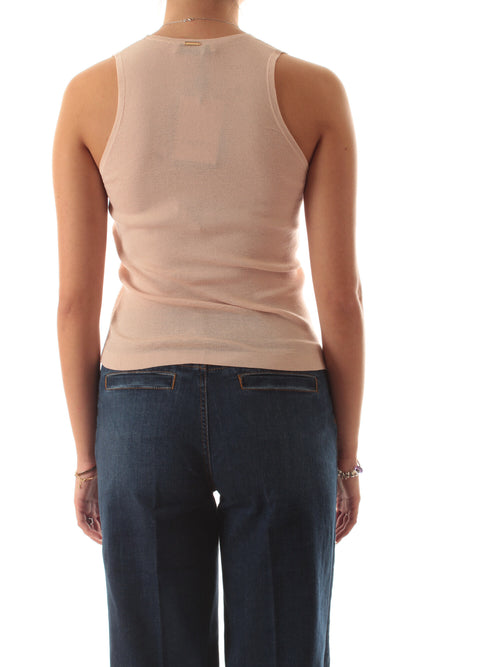 Twinset top in paillettes da donna sabbia rosa