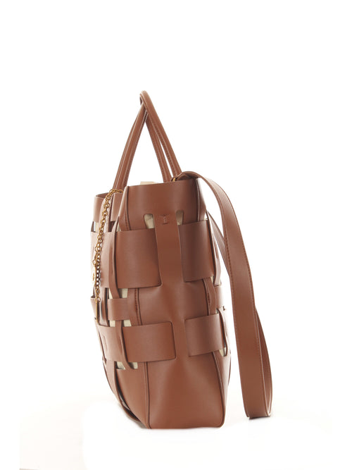 Twinset tote bag in similpelle da donna cuoio