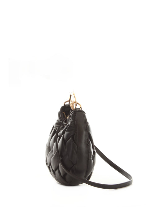 Twinset borsa hobo in similpelle intrecciata da donna nero