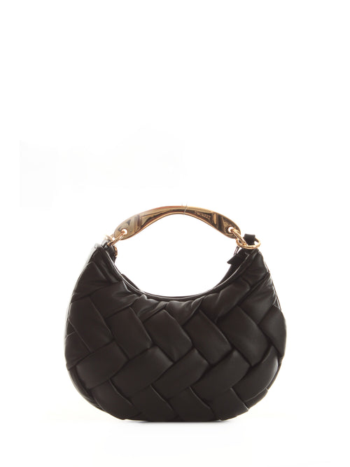 Twinset borsa hobo in similpelle intrecciata da donna nero