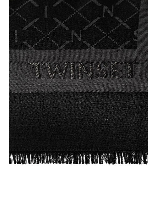 Twinset kefiah con logo jacquard da donna nero