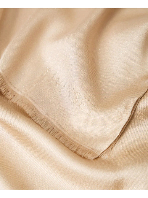 Twinset stola con lurex e logo jacquard da donna parchment