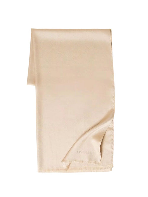 Twinset stola con lurex e logo jacquard da donna parchment