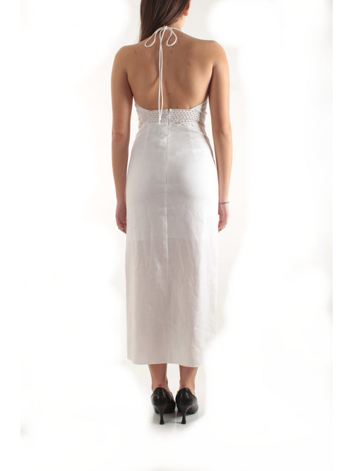 Twinset abito in lino da donna bianco ottico