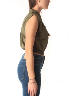 Twinset camicia crop da donna verde alpino