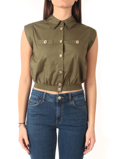 Twinset camicia crop da donna verde alpino