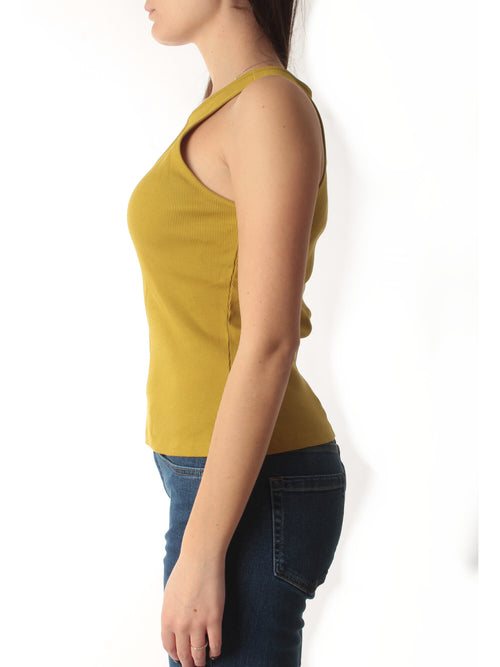 Twinset top a costine con logo da donna avocado oil