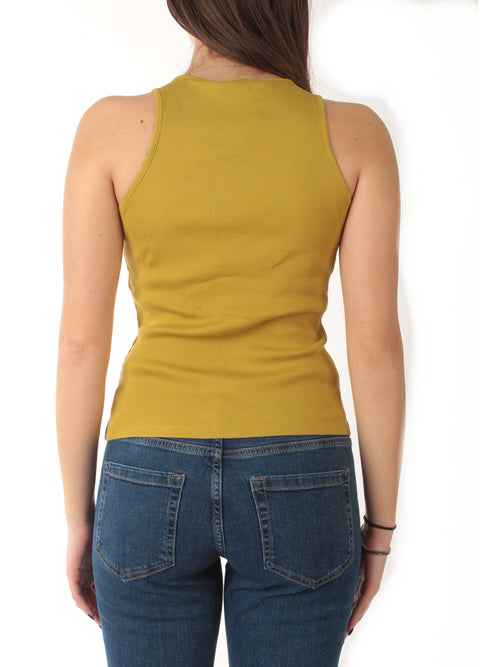 Twinset top a costine con logo da donna avocado oil