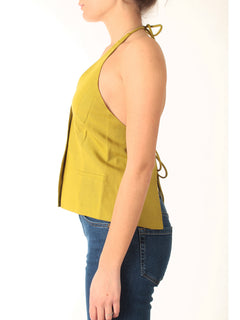 Twinset gilet halter in misto lino da donna avocado oil