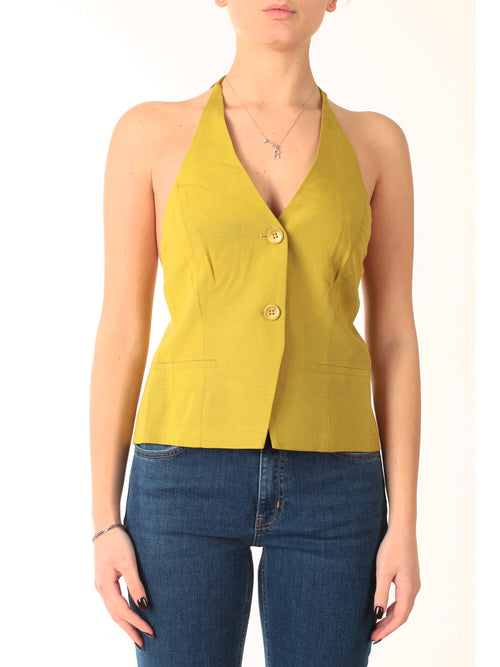 Twinset gilet halter in misto lino da donna avocado oil