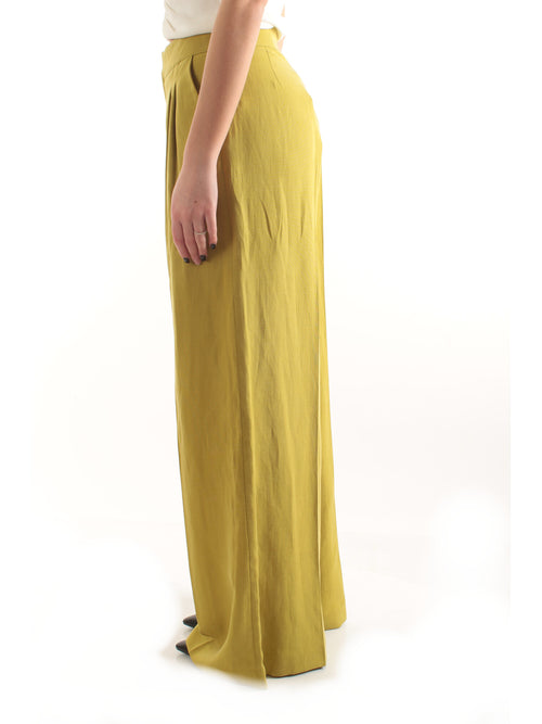 Twinset pantaloni ampi in misto lino da donna avocado oil