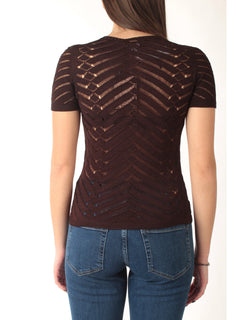 Twinset maglia fitted chevron da donna coffee liqueur