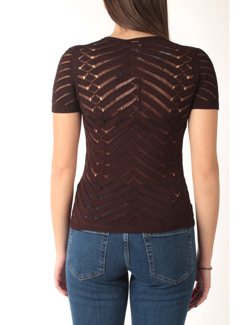 Twinset maglia fitted chevron da donna coffee liqueur